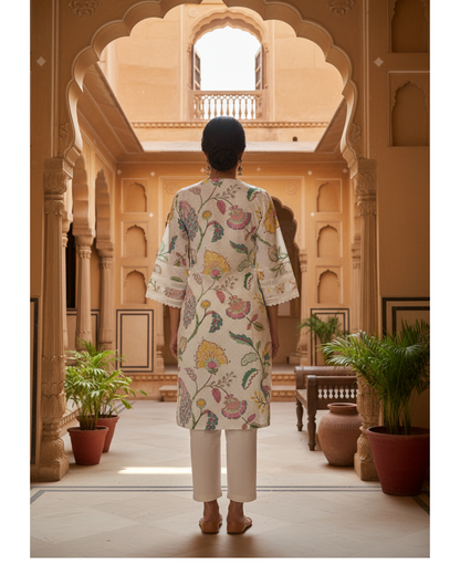 Elegant Block Print Cotton Ethnic Kurta