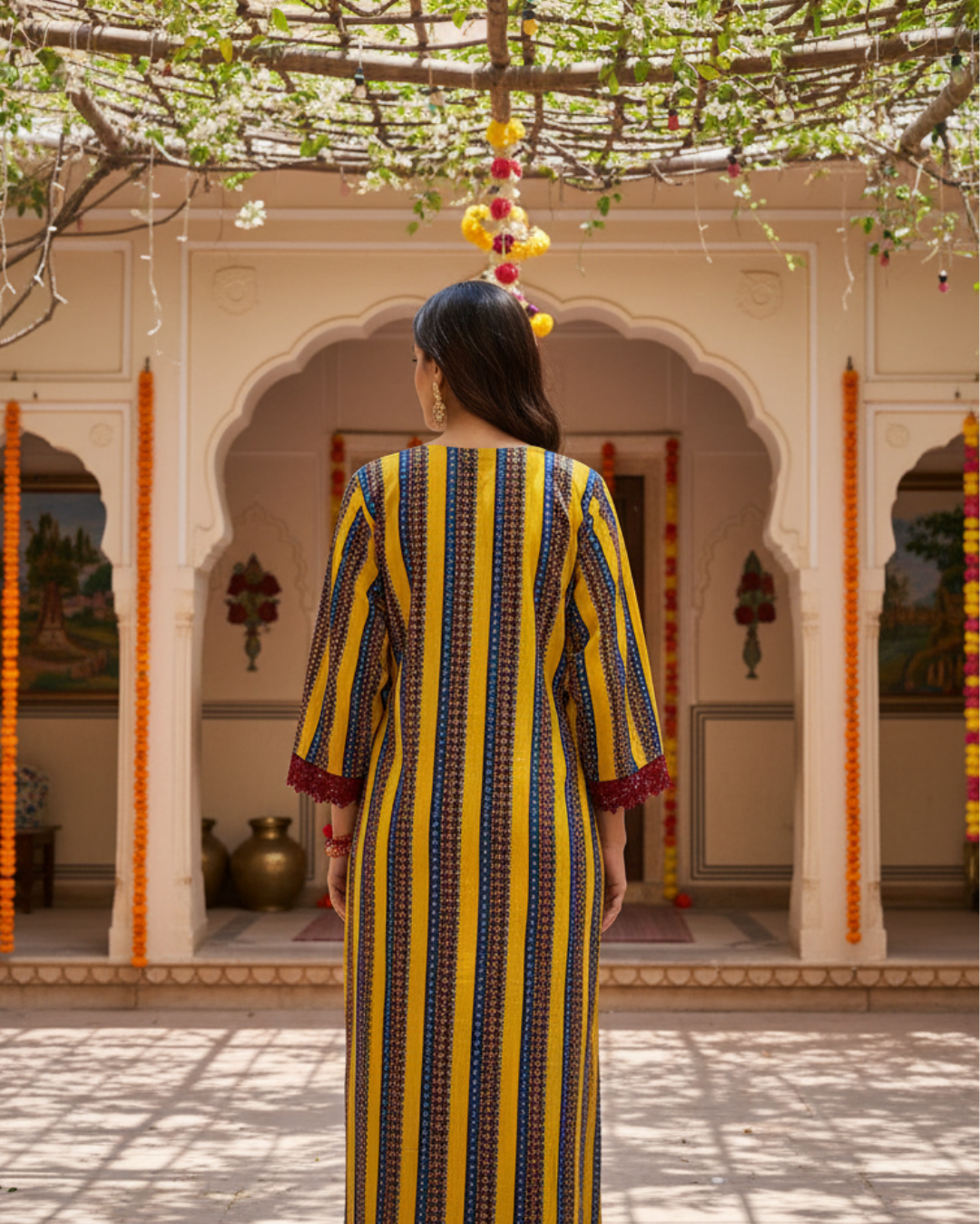 Golden Sunshine Straight Striped Kurta