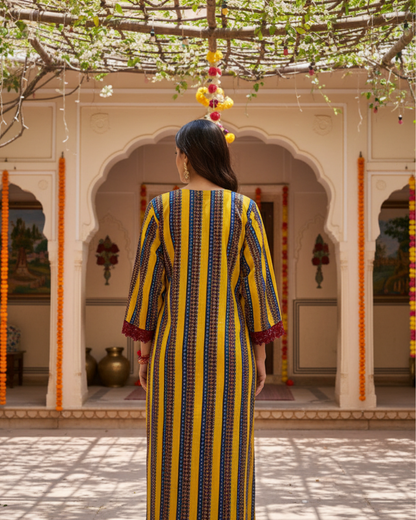 Golden Sunshine Straight Striped Kurta